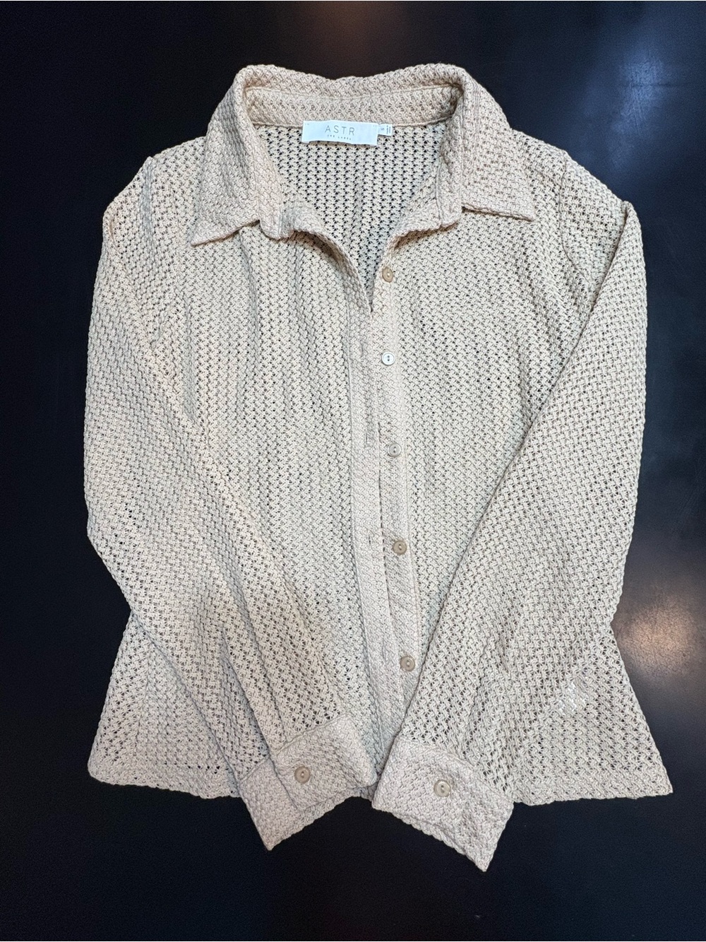 Astr Beige Knit Button-Down Shirt